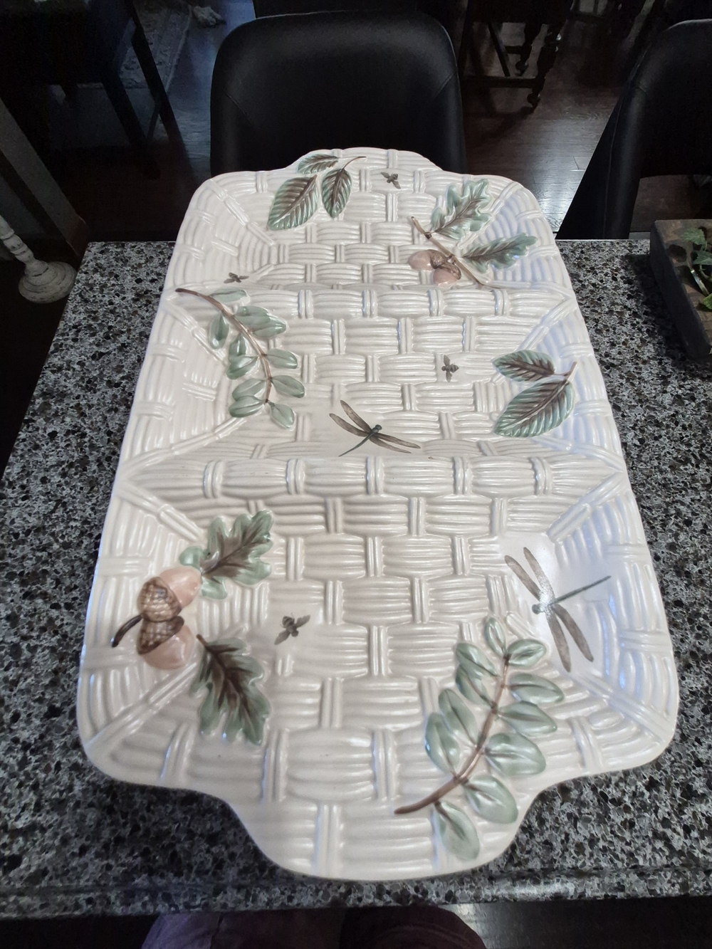 Pfaltzgraff Naturewood Oval Platter in Cream and Green Mark